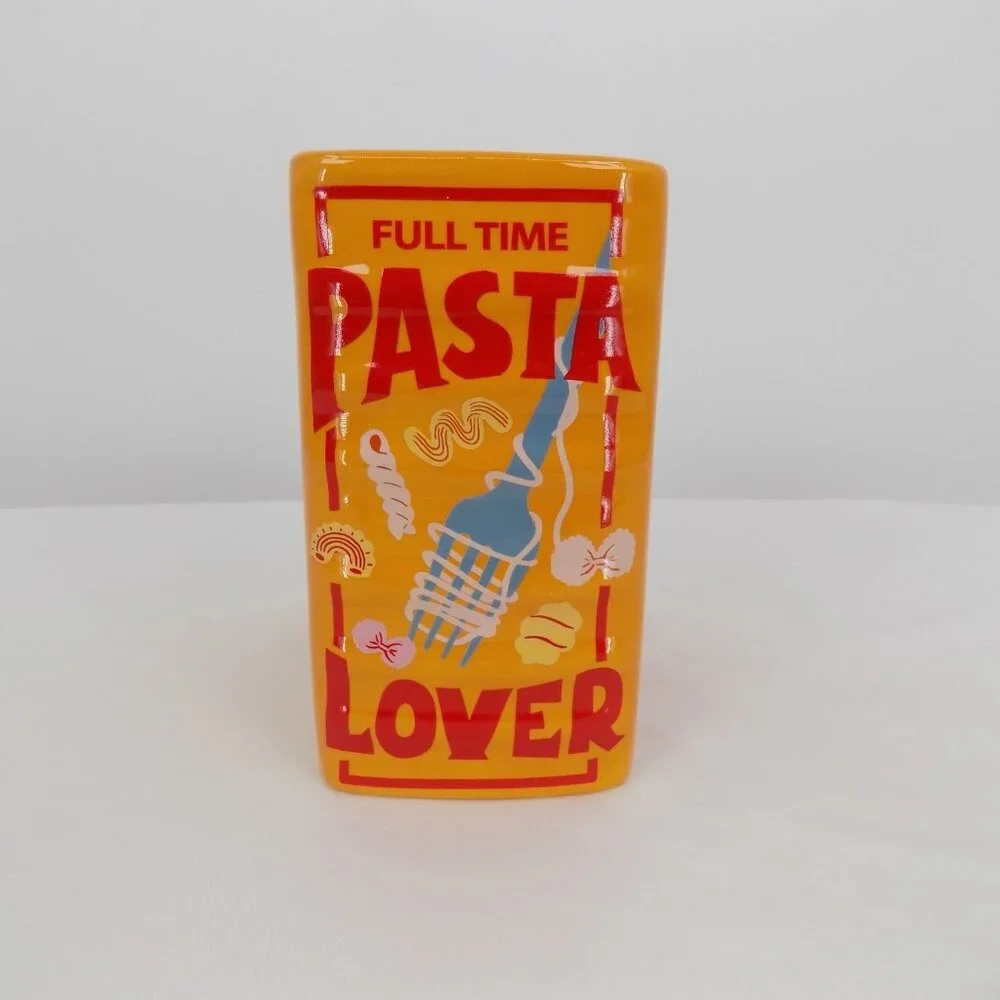 Utensil Holder Italian Kitchen Full Time Pasta Lover Ceramic Book Shaped New